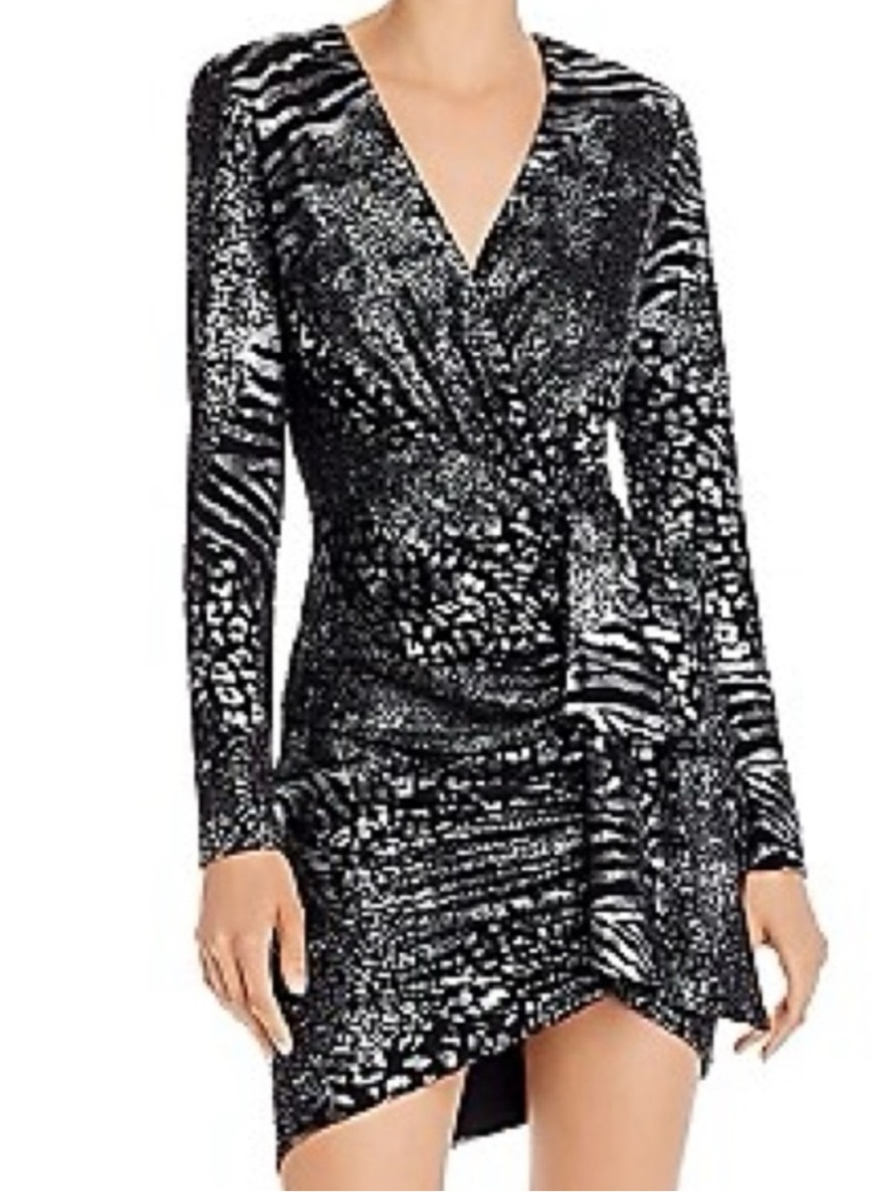 Aqua luxe animal print leopard cocktail dress v neck faux wrap